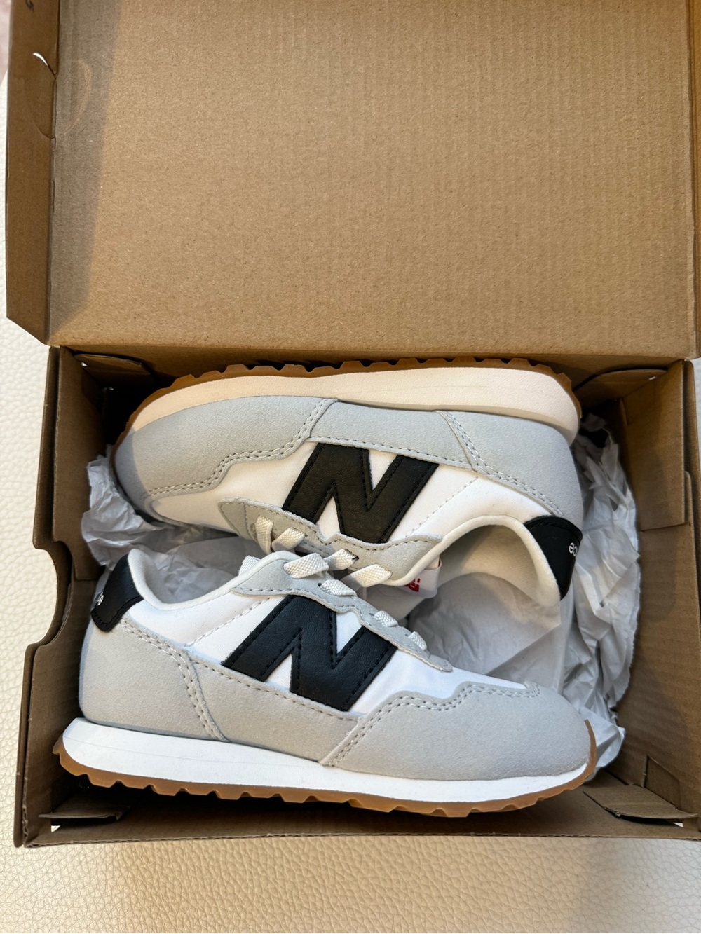 New Balance Kids' White, Light Gray & Black Retro Runner Sneakers